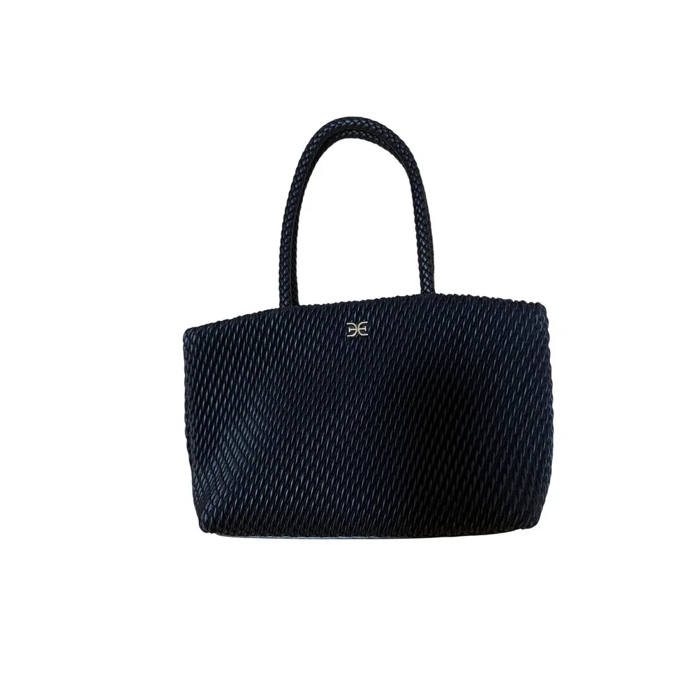 Sam Edelman Julia Quilted Tote Bag Braided Handles Gold Logo Shoulder Bag